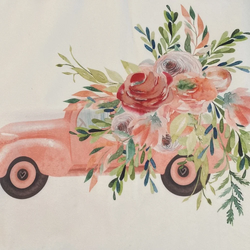 2 pc Car & Floral Print Cushion Cover Without Filler Multicolor / 45*45